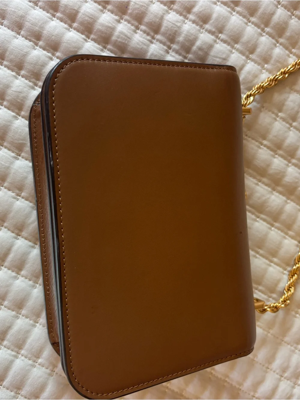 Tory Burch Small Eleanor Crossbody in Caramel Brown with Gold Hardware
